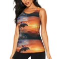 thumbnail image 2 of Uemuo Sunset Dancing Dolphin B Pattern Workout Tank Tops for Women Breathable Moisture-wicking tank top Sleeveless Running Loose Fit Yoga Tops Active Shirts Sports Gym Exercise, 2 of 9
