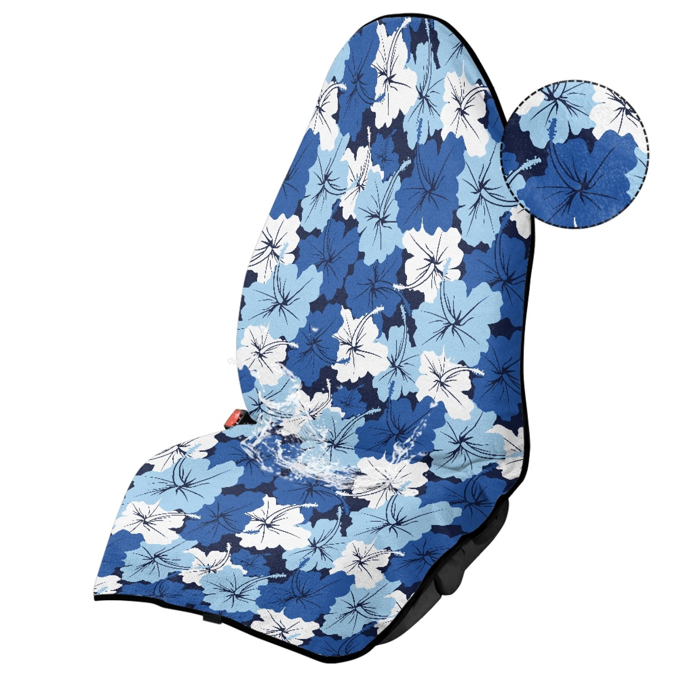 XYZCANDO Blue Hibiscus Floral Car Seat Towel Cover - Waterproof Sweat-Absorbent Protector, Universal Fit for Cars, SUVs & Trucks - Soft, Breathable Auto Accessory