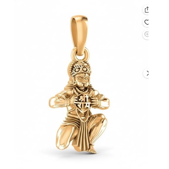 Vaidehi 925 Sterling Silver 22k Gold Plated God Hanuman Pendant Pendant Lord Bajrang Bali Locket for Men and Women