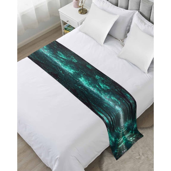 Xipuska Aque Trees Bed Runners for Twin Size Bed, Decorative Bed Throws for Foot of Bed, Forest Art Decor Spring Summer Nature Leaf Bed Runner Sofa Throw Bedding Scarf Protector Slipcover for Bedroom