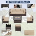 thumbnail image 6 of ASJMR 8 Pieces Wicker Patio Furniture Set With Gas Fire Pit Table,Outdoor Rattan Sectional Sofa Conversation Set With Cushions & Coffee Table,Sand, 6 of 10