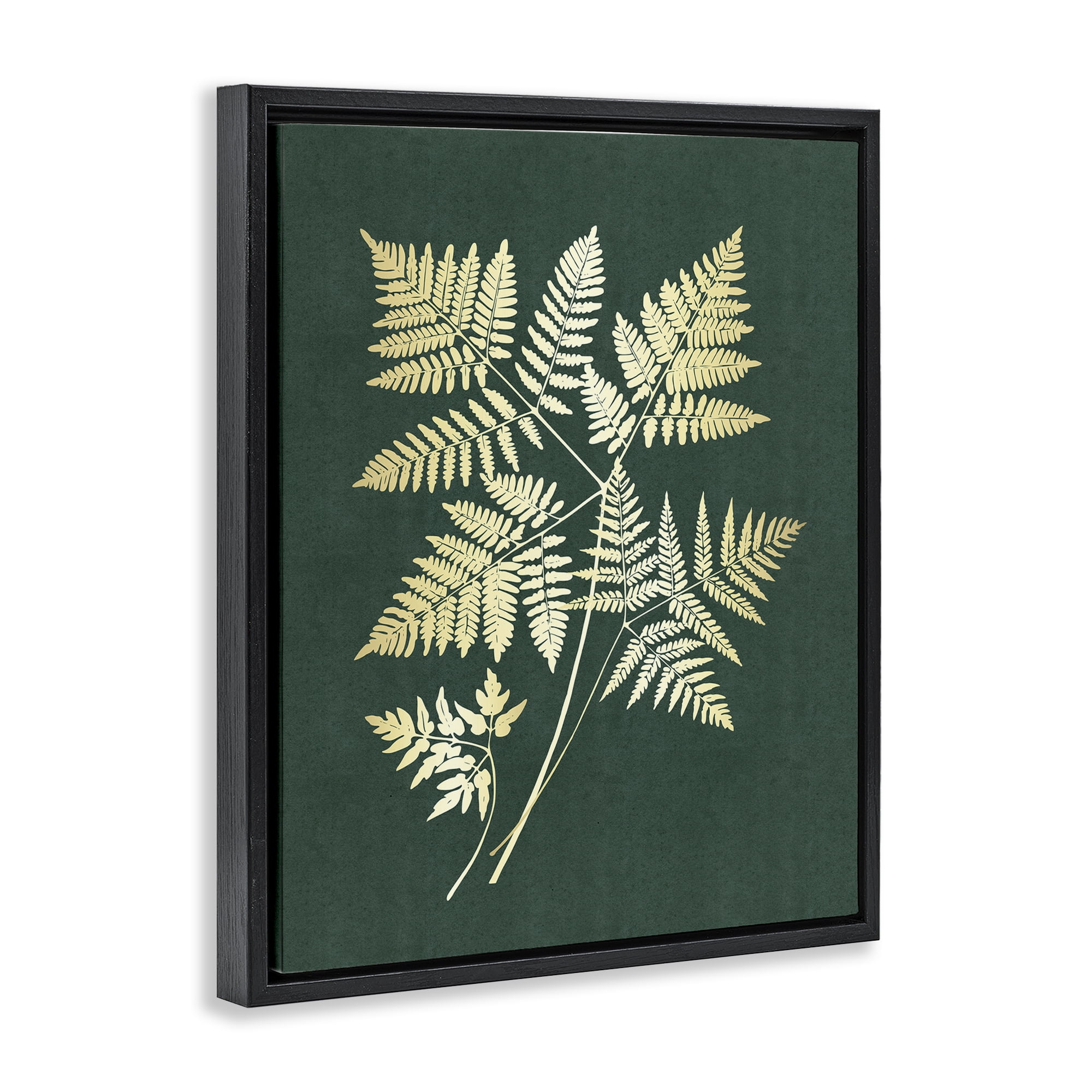 Stupell Industries Fern Leaves on Green Plants & Flowers Painting Black Floater Framed Canvas Art Print Wall Art, 17 x 21
