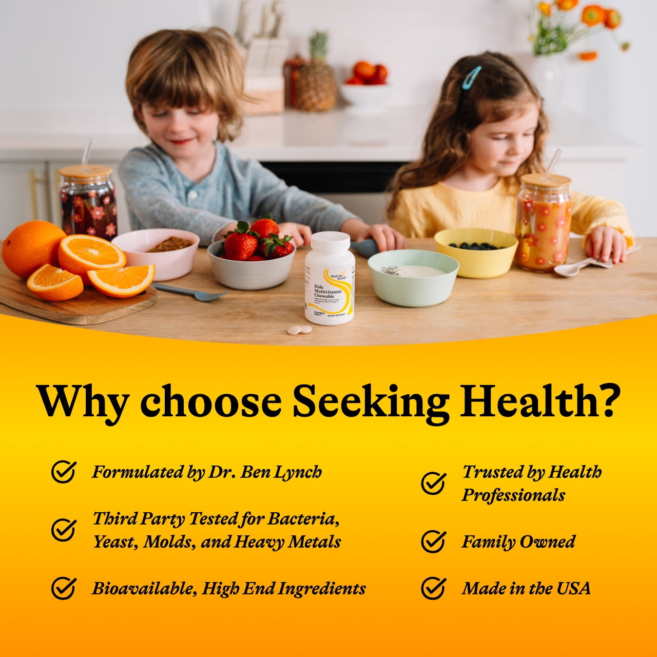 Seeking Health Kids Multivitamin Chewable, Formulated for Children’s Health, with L-5-MTHF L-Methylfolate , B12, Riboflavin, Vitamin A, Vegetarian (60 Chewable Tablets)*