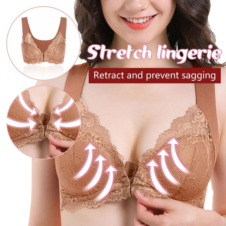 Odeerbi Wireless Lounge Bras for Women 2024 Comfortable Lace Breathable Bra  Underwear Coffee 