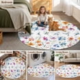 thumbnail image 5 of Round Rugs 8Ft, Colorful Spring Floral Round Area Rug Washable Indoor Throw Carpet, Summer Botancial Watercolor Birds Large Non Slip Circle Rug for Kids Room RV Home Decor Aesthetic, 5 of 8