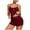 Wine, variant on Timegard 2 Piece Sets for Women Summer Scoop Neck Button Camisole Tops Lace Shorts Comfy Ribbed Outfits