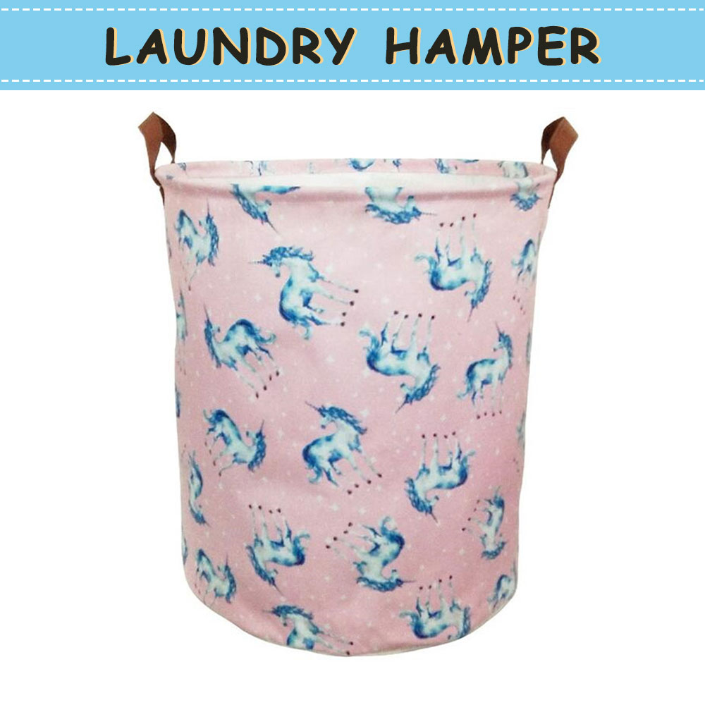 Howarmer Large Canvas Laundry Hamper, Pink Horse