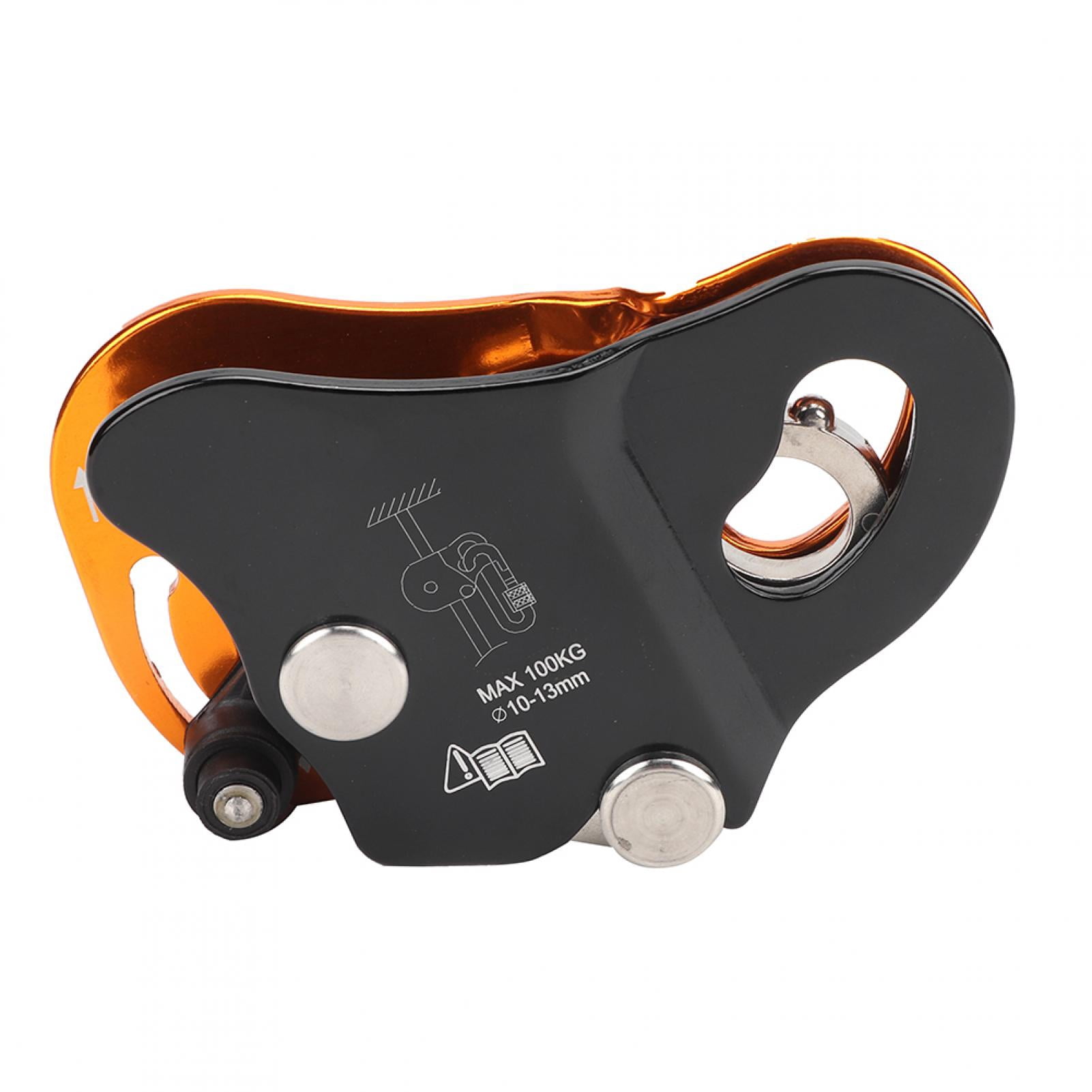 Nieyigj Outdoor Climbing Grab Rope Self Locking Fall Protection Safety Rope Protector, Aluminum-Magnesium Alloy Belay Device For Rock Climbing & Rappelling, Orange, 3.94 inches / 10.00 cm
