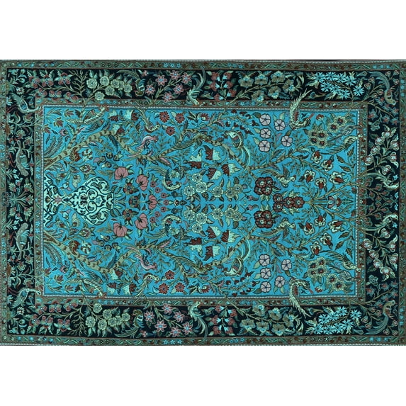 Ahgly Company Indoor Rectangle Animal Light Blue Traditional Area Rugs, 2' x 4'