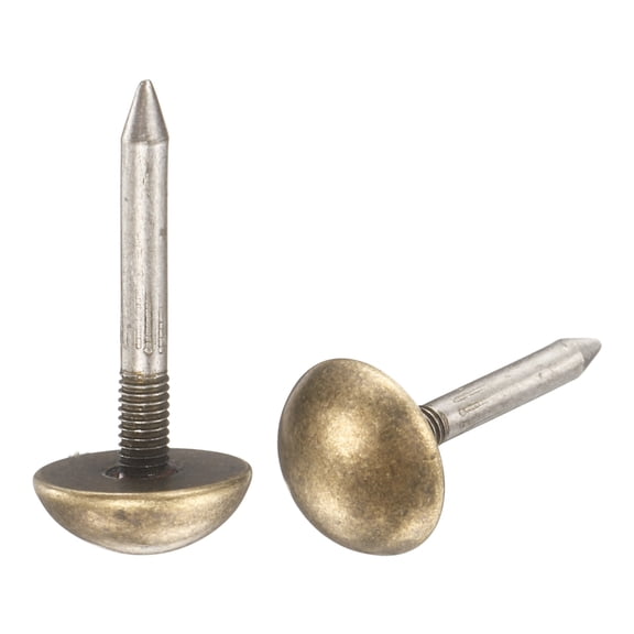 Uxcell 20 Pack Solid Brass Upholstery Tacks, 12mm Retro Upholstery Nails Decorative Thumb Push Pins for Wood Boxes Carpet Sofa Furniture Leather Crafts, Bronze