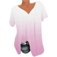 thumbnail image 2 of Itsame Short Shirt Sleeved Tops for Womens T-Shirt Comfortable Printed Relaxed V-neck Blouses Pink Size L, 2 of 5
