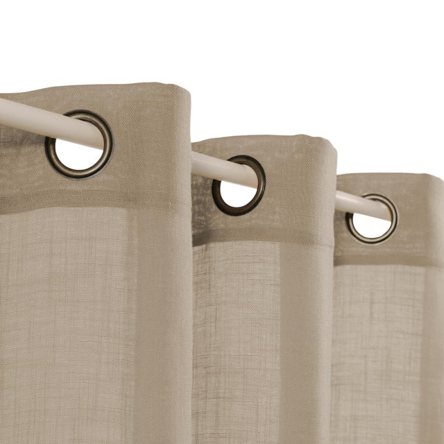VOILYBIRD Cortinas de lino marrón caqui de 108 pulgadas de largo para sala de estar, cortinas semitransparentes bohemias con ojales de bronce, juego de 2 paneles