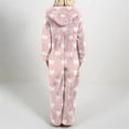 thumbnail image 4 of FRSASU Womens Fleece Onesies Pajamas Jumpsuit Love Heart Printed Warm Romper Sleepwear One Piece Zipper Hooded Playsuit Loungewear Pink, 4 of 5