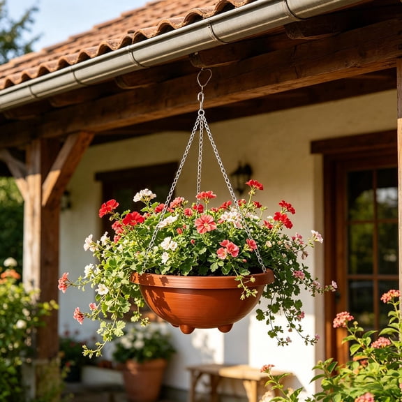 Hanging Planter Basket with Hanging Chain, Plastic Hanging Plant Pots with Drainage Holes, Small Suspended Planter for Indoor Outdoor Flowers Green Plants Aerial Cultivation for Balcony Home Decor