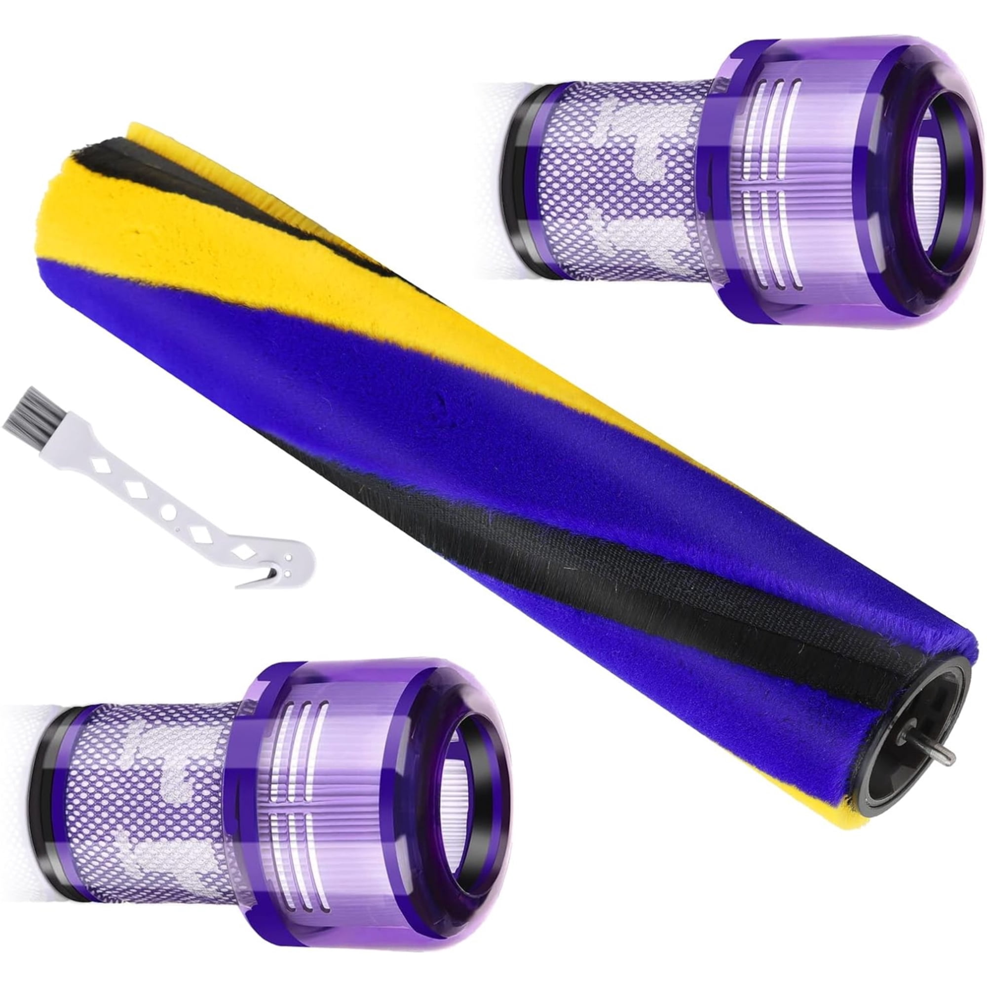 V12 Soft Roller Brush Bar and 2 Pack HEPA Filters for Dys*on V12 Detect Slim, Replaces 971634-01, for Hard Floors and Carpets