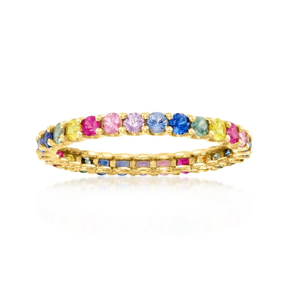 Ross-Simons 1.20 ct. t.w. Multicolored Sapphire Eternity Band in 14kt Yellow Gold, Women's, Adult