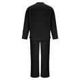 thumbnail image 5 of Stand Collar Henley Long Sleeve Shirt Matching Loose Fit Long Pants Casual Outfit Set For Men, 5 of 9