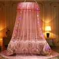thumbnail image 2 of Ceiling-Mounted Mosquito Net Lace Dome Mosquito Net Canopy Fly Insect Protect Single Entry Double King Bed Princess Style without LED Light Strip, 2 of 6