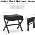 thumbnail image 3 of Foldable Foot Stool Ottoman, Modern Foot Rest with Bamboo X Legs & Thick Foam Cushion, Folding Foot Stools Small Padded for Bedroom Living Room, Makeup Vanity Stool Chair (Black - Black), 3 of 18