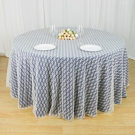 

BalsaCircle 120 Ivory Round Polyester Tablecloth Floral Lace Table Linens Kitchen Dining