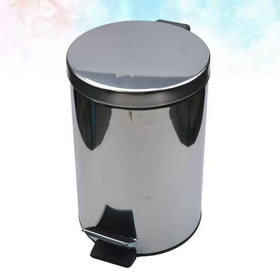 FONDOTIN Trash Bin Stainless Steel Silver 1Pcs Step-on for Kitchen