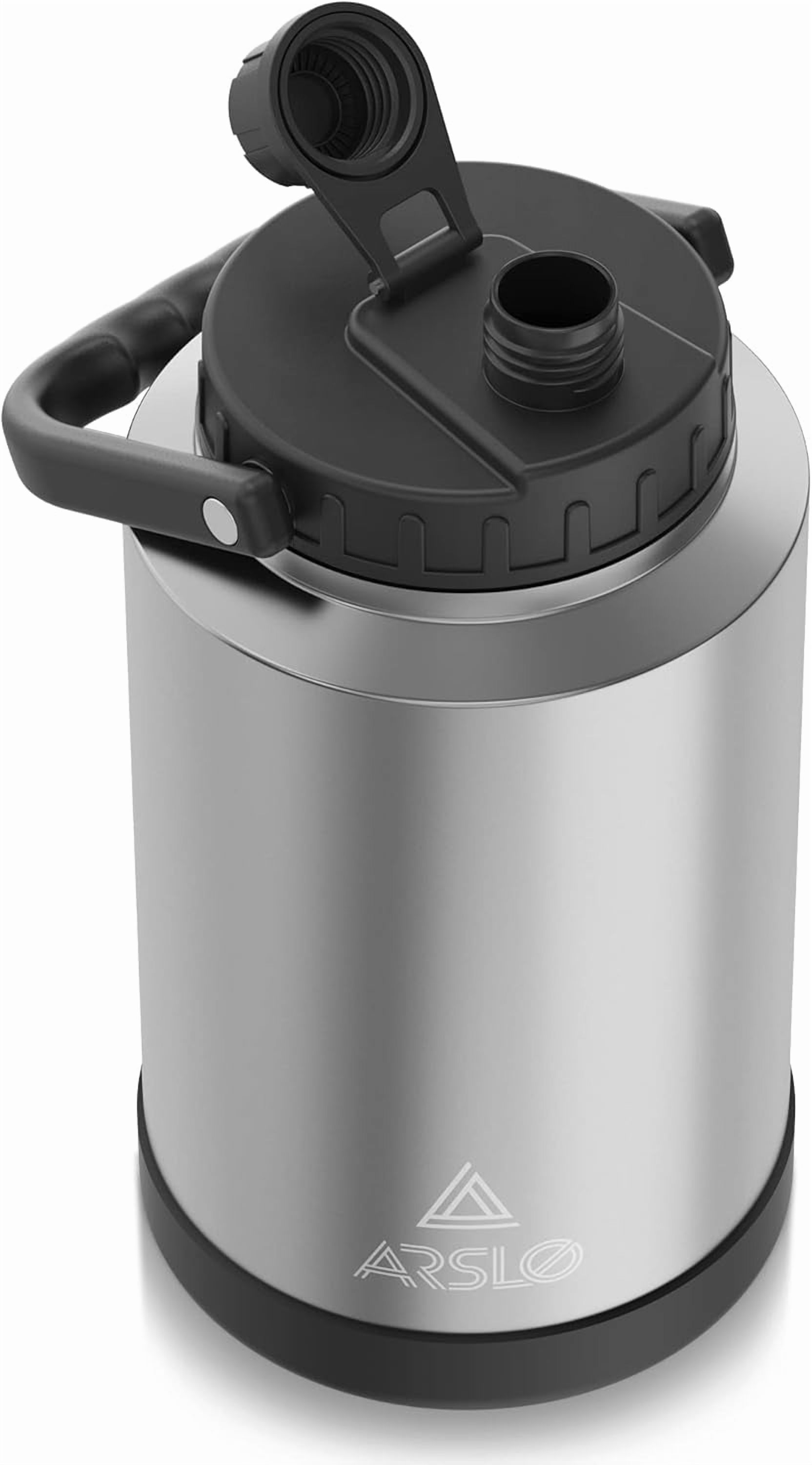 Arslo large Insulated Water Jug With Handle, One Gallon Insulated Water Bottle, 1 Gallon Stainless Steel Water Jug, Silver, 128 oz, 1 Count (Pack of 1)