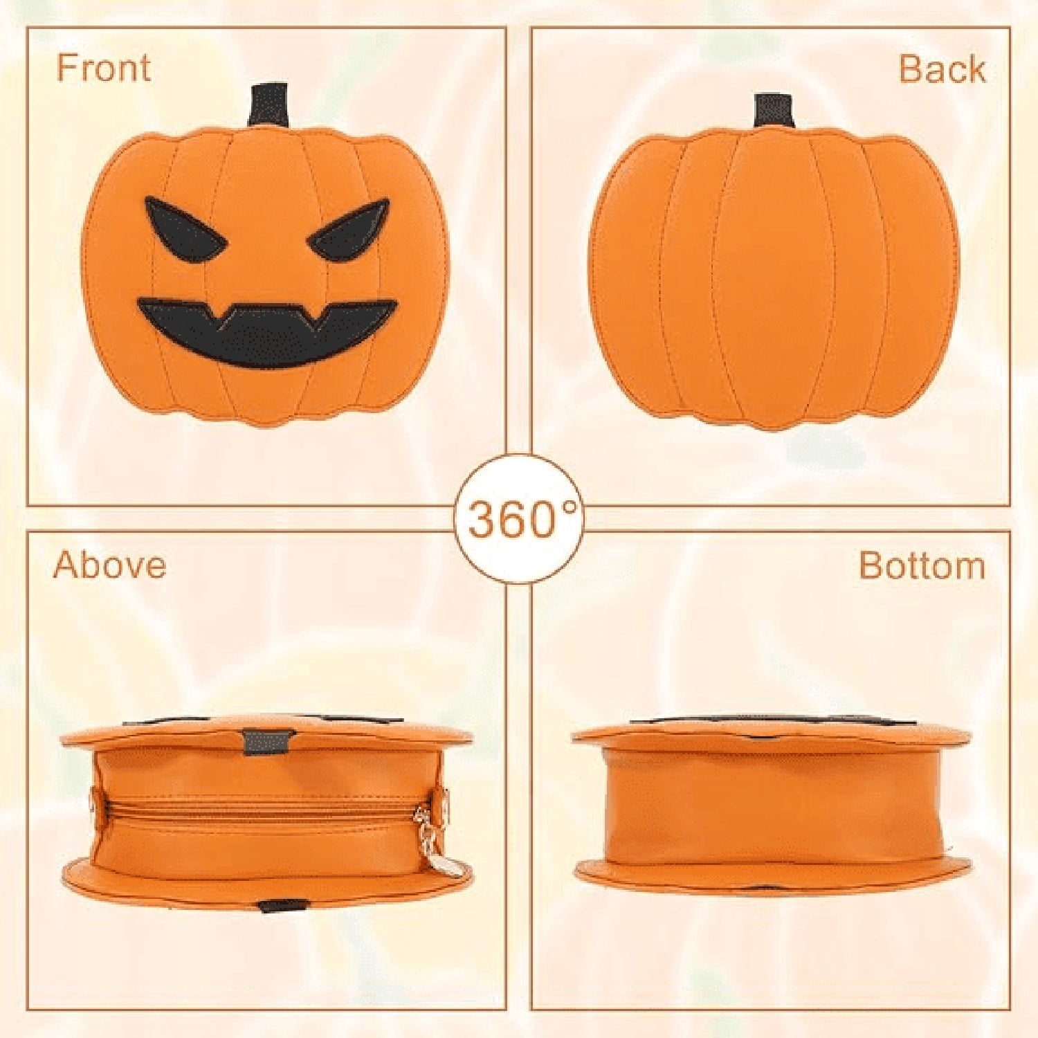 Halloween Pumpkin Crossbody Bag PU Leather Shoulder Purse for Women