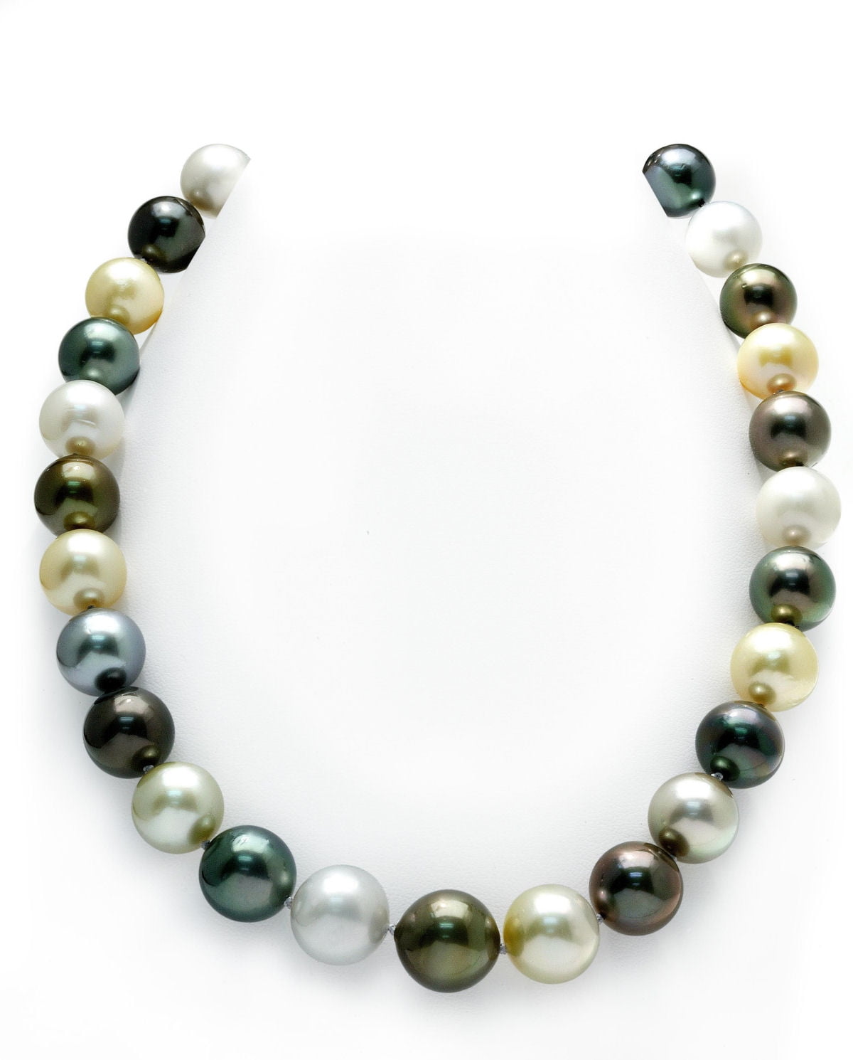 14K Gold 12-15mm Tahitian & Golden South Sea Multicolor Cultured Pearl Necklace by The Pearl Source