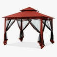 thumbnail image 3 of ABCCANOPY 9'x9' Patio Gazebo With Mosquito Netting and Double Soft Roof Canopies for Shade and Rain,Rust Red, 3 of 9