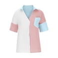 thumbnail image 5 of Aloohaidyvio Tops Plus Size,Fashion Women Causal Button Patchwork Blouse Short Sleeve T-Shirt Summer Tops, 5 of 6