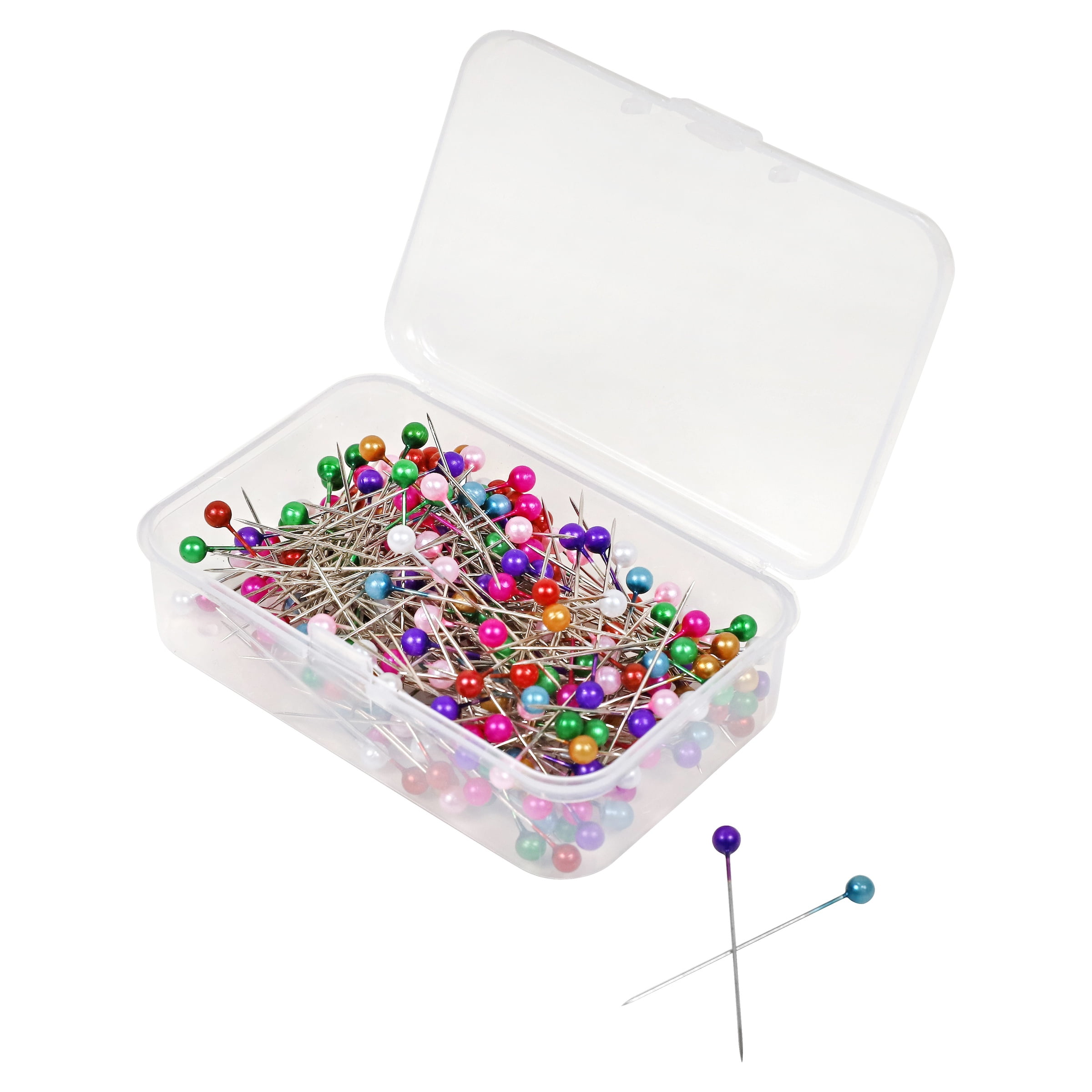 (2 pack) Hello Hobby Size 24 Long Pearlized Head Steel Pins, Assorted Colors, 250 Count