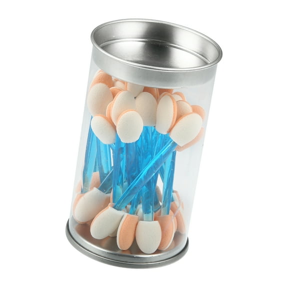 Unique Bargains 25PCS Dual Sides Eye Shadow Brushes Applicators Makeup Eyeshadow Brushes Blue White with Container