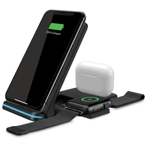 Ilive 3-in-1 Wireless Charging Stand, IACQ491B, Black
