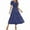 FY1_Navy, variant on Meichang Women's Summer Midi Dresses Short Sleeve Notch V Neck Pleated Waist A Line Dress Swing Casual Tiered Long Dress Wedding Guest Dresses