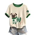thumbnail image 5 of T Shirts For Women Fashion Tees Tops Cute Animal Dog Graphic Color Block Short Sleeve Loose Fit Clothes Beige, 5 of 5