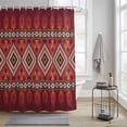 thumbnail image 3 of Abstract Stripes Shower Curtain, Red Yellow Aztec Native Tribal Stripes Geometric Waterproof Shower Curtain Set with 12 Hooks Lightweight Bath Curtains Fabric Bathroom Decor 72x72 Inches, 3 of 9
