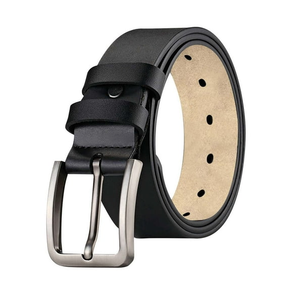 Full Grain Leather Belt for Men Durable Casual Dress and Jeans Waistband with Secure Needle Buckle Design