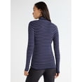 thumbnail image 3 of Time and Tru Women's Striped Ribbed Turtleneck, Sizes XS-XXXL, 3 of 5