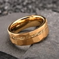 thumbnail image 3 of 8mm Wide Gold-plated Tungsten Carbide Ring with Crushed Gold Foil Inlay Men's Tungsten Ring, 3 of 4