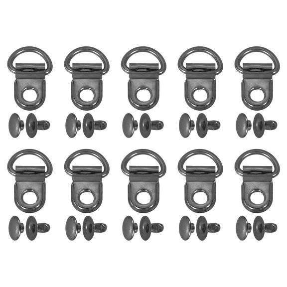 40 Sets Shoelace Hook, Boot Lace Hooks D‑Ring Eyelet Buckles with Rivets, Boots Eyelet Repair Clip for Hiking Boots Shoe Leather Bag, 9x14mm Metallic Black