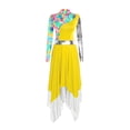 thumbnail image 3 of vastwit Women Liturgical Praise Dance Wear Stylish Print Long Sleeve Dance Dress Metallic Patchwork Dancewear Yellow S, 3 of 6