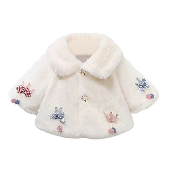 GYRATEDREAM Infant Toddler Girls Cozy Faux Fur Bolero Shrug Shawl Accessories Princess Cape Baby Warm Thicken Sweet Dress Coat for 0 Month-4 Years