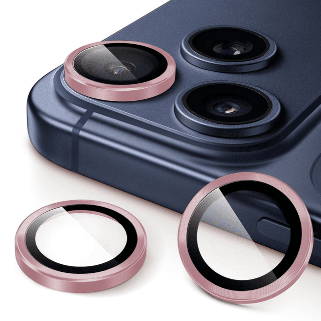 Mica Aros Cámara Rosa Para iPhone 17 Pro/17 Pro Max, Protector de Lente Mica (Aros) compatible con iPhone 17 Pro/17 Pro Max - Vidrio Templado y Borde Rosa.