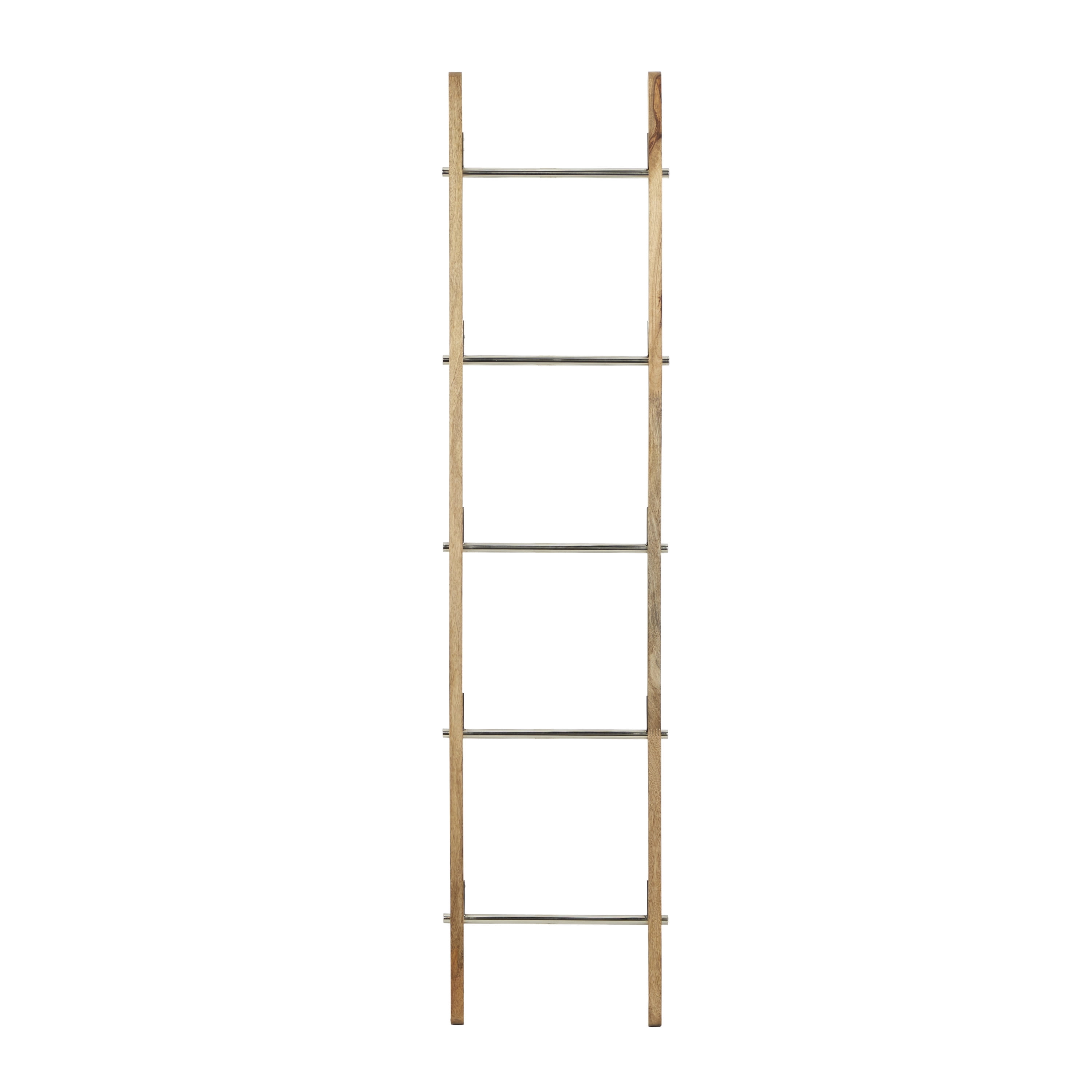 DecMode 72" x 17" Brown Mango Wood Contemporary Ladder