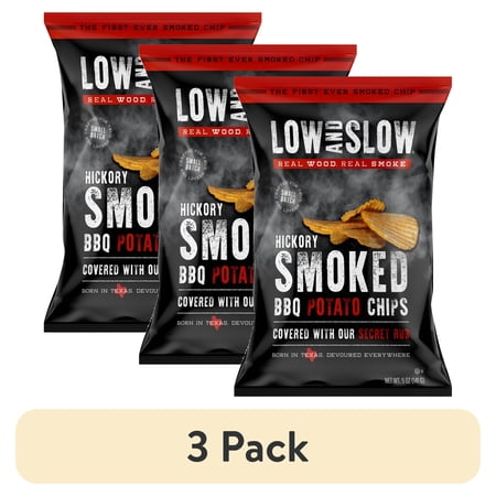 (3 pack) Low and Slow Hickory Smoked Potato Chips, 5 oz Metalized Film Bag