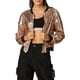 thumbnail image 2 of CHAQUETA DE LENTEJUELAS PARA MUJER INSPIRE CHIC CIERRE CON CREMALLERA BOLSILLOS OCULTOS CHAQUETA BOMBER L ROSA ORO, 2 of 8