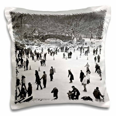 3dRose Snow blizzard in Central Park Manhattan New York City Ice Skate Ring, Pillow Case, 16 by