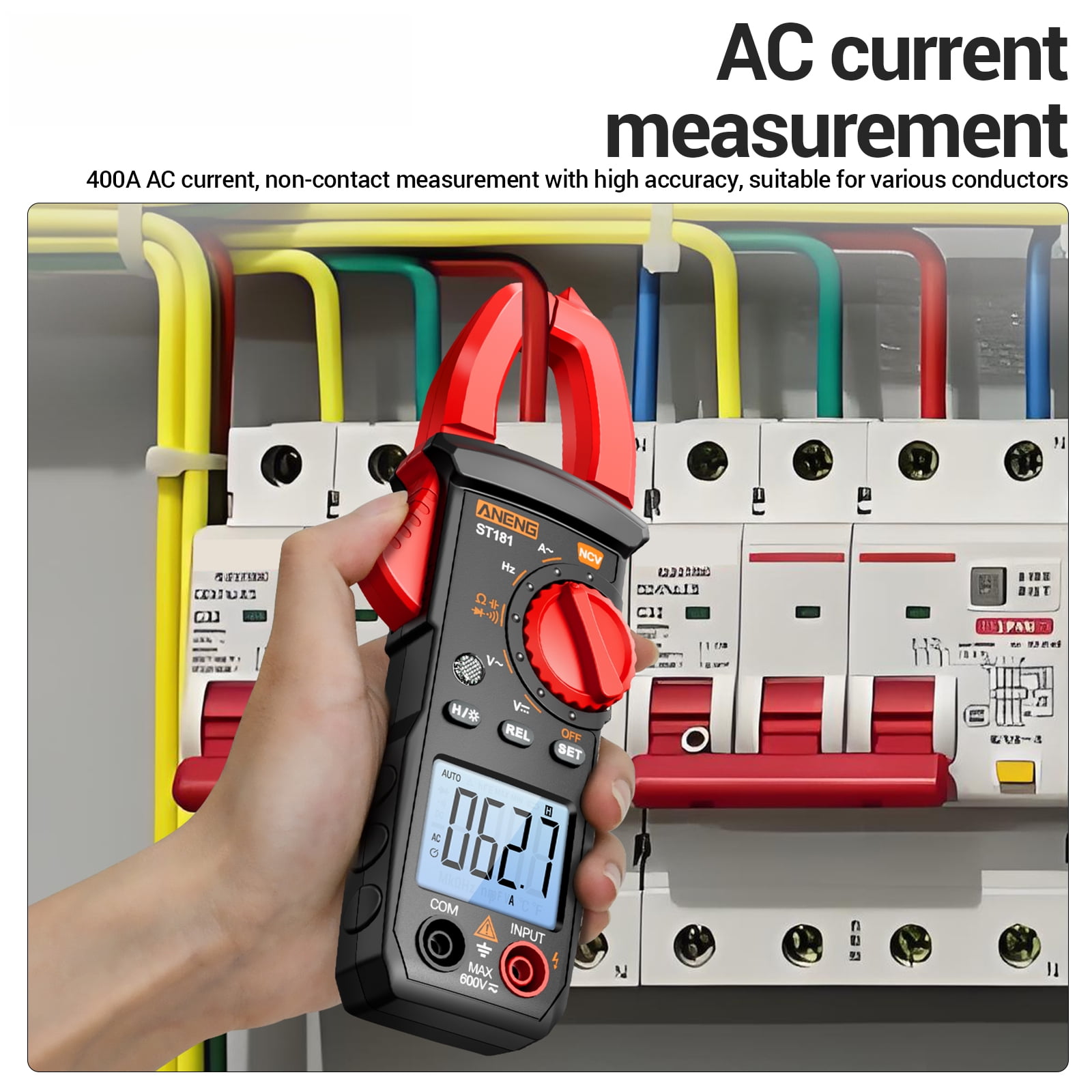 ST181 Digital Clamp Meter - 4000 Counts AC/DC Clamp Multimeter Measures Current, Voltage, Capacitance, Resistance, Frequency | NCV Detection for Electricians