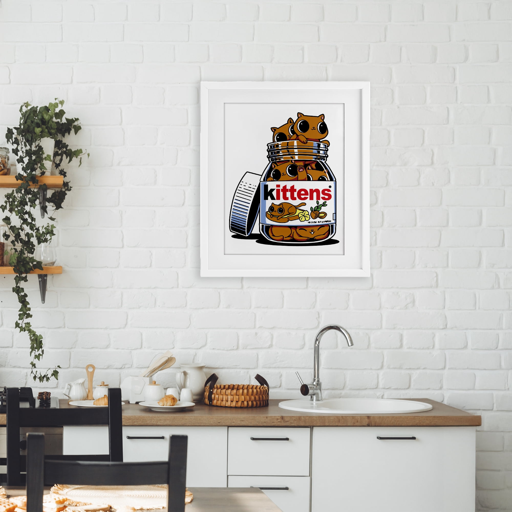 Stupell Industries Hazelnut Spread Cats White Framed Print Under Glass, design by Tobe Fonseca