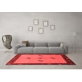 thumbnail image 3 of Ahgly Company Machine Washable Indoor Round Abstract Red Modern Area Rugs, 6' Round, 3 of 4
